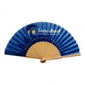Direct Sales Customized 23cm Wooden Folding Fan with Cloth Surface Novelty Advertising <b>Cooling</b> Gift Hand Fan Promotion - Product Image 6