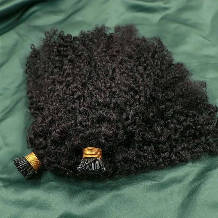 Afro Kinky kıvırcık itip saç uzatma siyah kadınlar için ham moğol saç mikro linkler i ucu saç