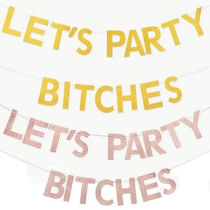 Venta al por mayor LET'S PARTY carta brillo papel tirar bandera fiesta decoración Banner - Product Image 1