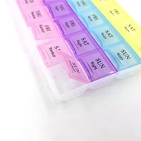 1 boîte de rangement hebdomadaire pour pilules, 4 rangées, 28 compartiments, pour 7 jours, organiseur de médicaments