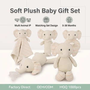 Ensemble cadeau doux en peluche pour bébé : Doudou, <span class=keywords><strong>hochet</strong></span>, bâtonnette sonore, jouet animal en peluche pour nouveau-né, nourrisson, tout-petit – Personnalisation OEM, Vente en gros - Product Image 1