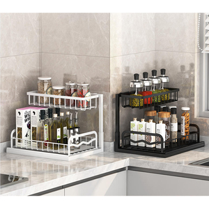 Long Life Adjustable Realinn l Shaped Ack 2 Tier Under Sink Organizer <strong>Kitchen</strong> Sink Organizer Sliding Solid Metal and Storage - Product Image 5