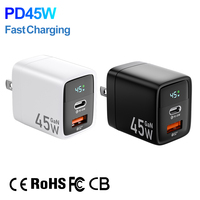 Chargeur Mural Rapide Original IBD en Gros GaN PD 45W 40W avec Affichage Numérique Type-C USB-A pour iPhone 16 15 Ordinateur Portable