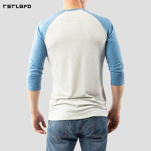 Camiseta Deportiva de Lujo para Hombre, Cuello Redondo, Manga 3/4 Raglán en Contraste, Corte Ajustado, Dobladillo Curvo, Personalizable para Béisbol y Deportes - Product Image 4