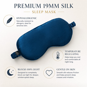 19Mm Mulberry Silk Eye <b>Mask</b> Custom Logo Blackout Travel Nap <b>Sleep</b> Light Blocking Luxury Gift Set for Men Women - Product Image 3