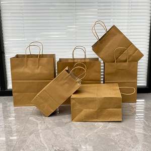 Sacs en papier kraft à poignée bon marché pour emballage alimentaire à emporter, sacs en papier kraft personnalisés, sacs fourre-tout en papier kraft pour livraison à domicile - Product Image 1