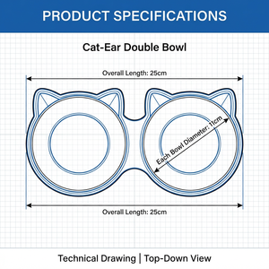 Bol double pour animaux de compagnie en forme d'oreilles de chat pour nourriture et eau, distributeur de nourriture pour plusieurs animaux domestiques - Product Image 5