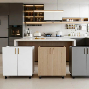 Meuble de cuisine basique modulaire en MDF/panneaux de particules, avec plan de travail, robinet, évier, charnières et revêtement <span class=keywords><strong>PVC</strong></span> étanche - Product Image 1