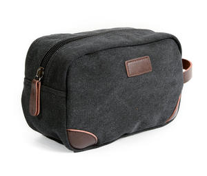 Custom LOGO Adult <b>Mens</b> Black Waxed Canvas Cosmetic Toiletry <b>Bag</b> Custom <b>Washed</b> Canvas Travel Toiletry <b>Bag</b> for <b>Men</b> - Product Image 1