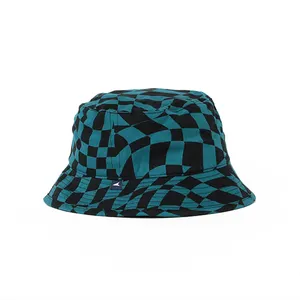 도매 어부 모자 사용자 정의 체크 무늬 격자 무늬 남성과 여성 낚시 등산 하이킹 버킷 모자