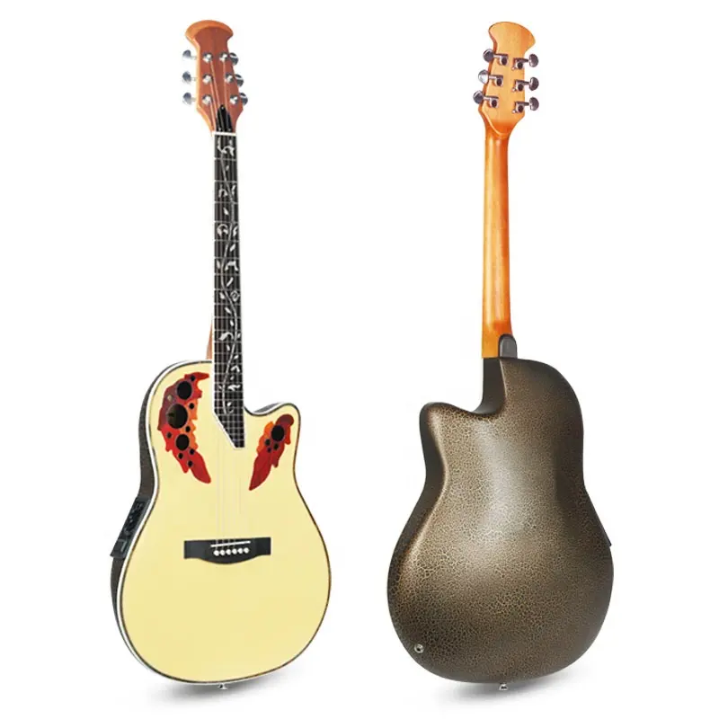 OEM Ovation Guitar Calcomanía de Guitarra Eléctrica Acústica Guiatar con EQ, de Abeto Amarillo Claro, de Alta Calidad, de Ovation Guitar, con EQ