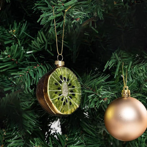 Ornement de Noël fait à la main en verre soufflé fruits <span class=keywords><strong>Kiwi</strong></span> <span class=keywords><strong>arbre</strong></span> de Noël décorations suspendues babiole écologique - Product Image 3