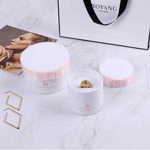 Boyang New Design Paper Round Jewelry Packaging Round <b>Gift</b> Ring <b>Box</b> with Paper Bag - Product Image 2
