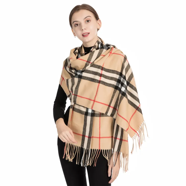 Autumn and winter plaid scarf women long warm scarf thick shawl double-sided scarf