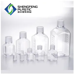 Free Samples Laboratory 10ml 30ml 60ml 125ml 250ml 500ml 1000ml Square Transparent Clear PET Plastic Media Bottle