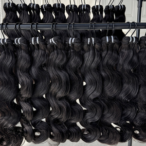 Wavy <b>Body</b> <b>Wave</b> Human Hair Bundles Natural Black Soft Hair Double Weft Thick Full Hair Extensions For Professional Salon Use - Product Image 6