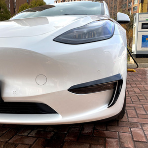 Tesla Model Y Front Bumper Canards Carbon Fiber Texture ABS Adhesive <b>Decals</b> - Product Image 2