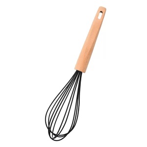 Fouet à œufs multifonctionnel en silicone de qualité alimentaire avec manche en bois, outils de cuisine, mélangeur manuel pour la pâtisserie - Grande Vente - Product Image 3