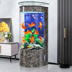 <span class=keywords><strong>Acquario</strong></span> semicircolare per pesci rossi 2026: Nuovo modello con filtro automatico e decorazione acquatica per soggiorno - Product Image 3