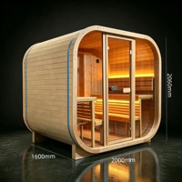 Sauna Esterna in Abete Carbonizzato 1600x2060x2000mm per 4 Persone, Modello Cubo con Luce LED, Disponibile nel Magazzino USA