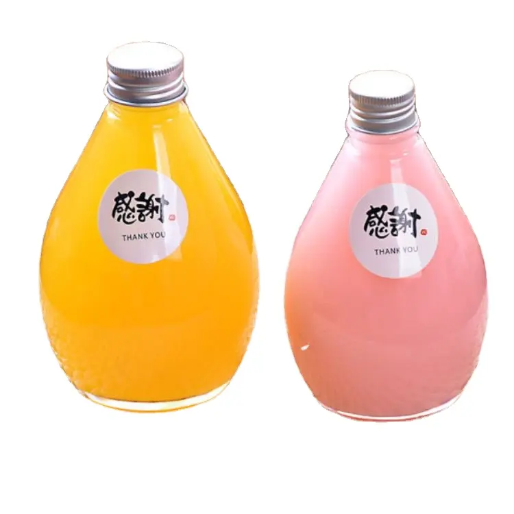 Sıcak satış 350ml 500ml buzlu damla şekilli limon meyve suyu bardağı Bevevrage meyve şişesi ile vidalı kapak