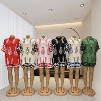 Ensemble haut et short 2 pièces pour femme, en coton blanc de luxe brodé, manches longues, ample, décontracté, respirant, pour l'été