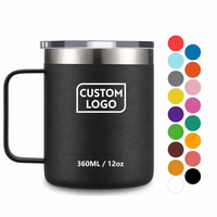 Vaso Térmico de Viaje de Acero Inoxidable de Doble Pared con Logotipo Personalizado, 12oz/14oz, Taza de Café Aislada con Asa para Camping