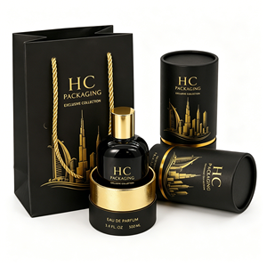 Boîte ronde en carton rigide de luxe pour emballage cadeau de parfum haut de gamme, logo en feuille d'or, impression personnalisée, usine OEM - Product Image 3