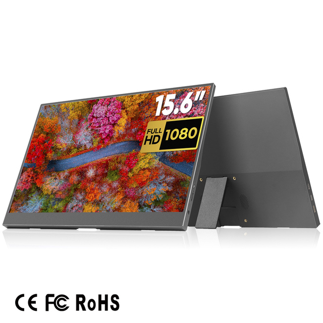 15.6 Inch FHD LED Portable Monitor Ultra-Thin IPS Panel USB Ports Laptop Screen Extender Dual Setup Built-in Speaker for Gaming