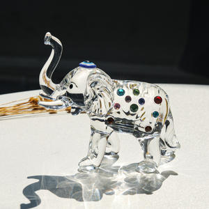 Figurines d'éléphant en cristal, sculpture animale en verre, figurines de collection, décoration de table porte-bonheur, ornements de décoration intérieure - Product Image 3