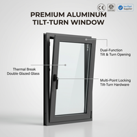 Fenêtre à battant à rupture de pont thermique en aluminium avec verre isolant, ouverture vers l'extérieur, pour projets hôteliers et d'appartements