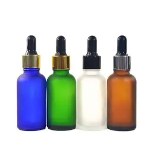 Cosmetic Olive essential oil 5ml 10ml 30ml 50ml 60ml 100ml serum frosted clear glass dropper bottle with gold aluminum cap