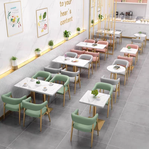 आधुनिक रेस्तरां फर्नीचर दूध चाय कॉफी शॉप गोल्डन मेटल लकड़ी का बूथ सोफा चमड़े की सीट स्पंज कुशन बूथ सोफा - Product Image 3