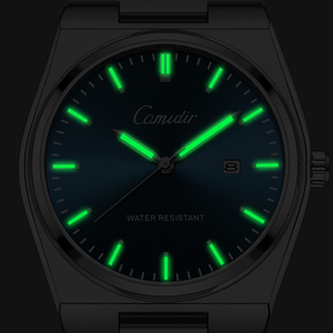 Service OEM ODM – Bracelet en acier inoxydable massif conique intégré pour <span class=keywords><strong>homme</strong></span>, montre minimaliste avec calendrier simple et cadran bleu soleil, idéale pour le quotidien - Product Image 5