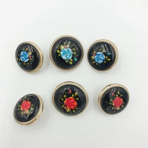 New Arrival Clothing Buttons Factory Metal Shank botton cover floral flower Metal custom logo Fancy buttons for Clothes
