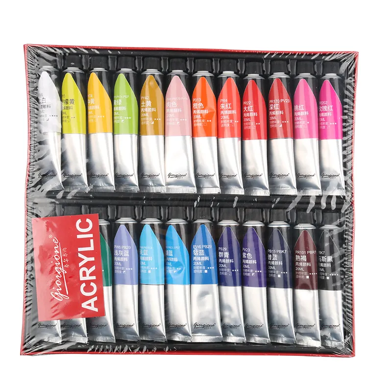 Giorgione Hochwertiges 24-Farben-Acrylfarben-Set Schöne Box für profession elle 20-ml-Aluminiumröhrchen