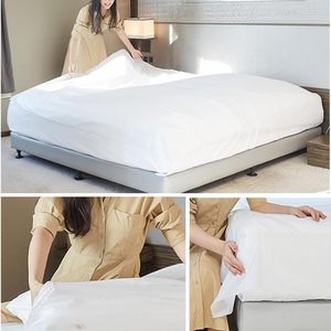 Ensemble de draps, taies d'oreiller et serviettes jetables, taille standard, blancs, doux, respirants, imperméables, portables, en non-tissé, matériau SMS - Product Image 2