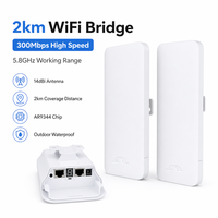 Kit de Pont Sans Fil 2KM Point à Point pour Extérieur : Solution de Réseau pour Magasins, Granges, Garages et Bâtiments