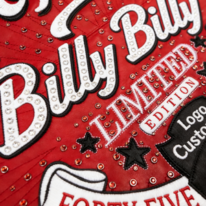 แจ็คเก็ตหนังแท้ปักลายเพชรหรูหราสำหรับผู้ชาย ผลิตตามสั่ง (OEM)  ขั้นต่ำในการสั่งซื้อน้อย  พร้อมปักโลโก้แบรนด์ตามต้องการ - Product Image 3