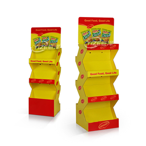 Rak pajangan papan kardus bergelombang Supermarket berdiri 3 tingkat CIP kentang rak pajangan lantai untuk keripik - Product Image 1