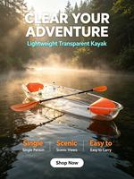 Kayak transparent en cristal pour une personne, canoë transparent pour les sports nautiques, lac, mer