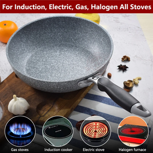 Bền đá chiên Chảo Pan không dính nồi gốm cảm ứng Nồi chiên bít tết nấu bếp gas Skillet đồ nấu nướng công cụ nhà bếp thiết lập - Product Image 5