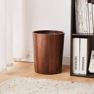Nouvelle poubelle en bois d'acacia de style chinois couleur noyer pour la maison, l'hôtel, la maison d'hôtes, le salon, la cuisine, la salle de bain, grande capacité - Product Image 1
