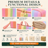 Pochette cosmétique en tricot arc-en-ciel avec logo personnalisé, sac à maquillage rayé coloré, trousse de toilette de voyage, organiseur de beauté OEM ODM