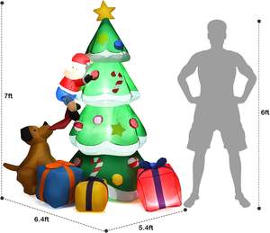 Arbre de Noël Géant Gonflable avec Père Noël et Chien avec Lumières LED, Grande Décoration Gonflable de Noël pour l'Extérieur - Product Image 5