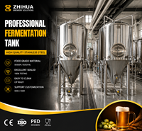 Fermenteur conique isobare certifié CE/PED |   Cuve de brassage en acier inoxydable avec enveloppe glycolée 500L-5000L pour brasserie commerciale