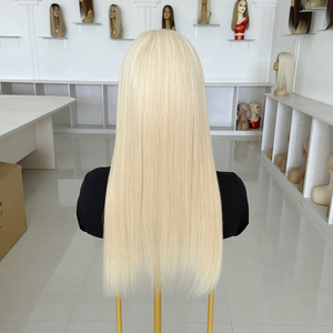 Peluca de Cabello Europeo Rubio al por Mayor con Frente de Encaje, Pelucas de Cabello Humano 100% sin Pegamento para Mujeres Blancas # 60 - Product Image 4