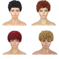 Perruque Synthétique Courte Bouclée Afro Kinky Naturelle et Élégante Sans Colle pour Femme – Perruque Pixie Bouclée Synthétique Quotidienne Sans Lacets