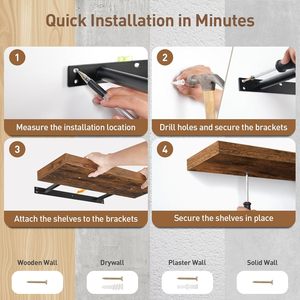 Duvar için RALGEND yüzer raflar, görünmez parantezli 1.5 "kalın duvar rafı Set 3, L47.2 x W7.9 asma raflar çiftlik - Product Image 5