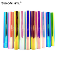 SINOVINYL Proveedores de Rollos de Vinilo, Papel Tapiz Holográfico Cromado Arcoíris, Vinilo Adhesivo Gráfico Colorido para Manualidades, Rollo de Vinilo Adhesivo para Cortar